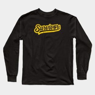 Childhood Cancer Survivor - Retro Grunge Style Long Sleeve T-Shirt
